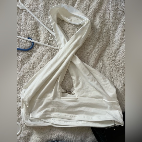 White Empty Soda Cross Halter Top - Picture 4 of 5